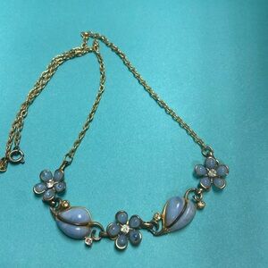 Gold and Blue Floral Necklace
